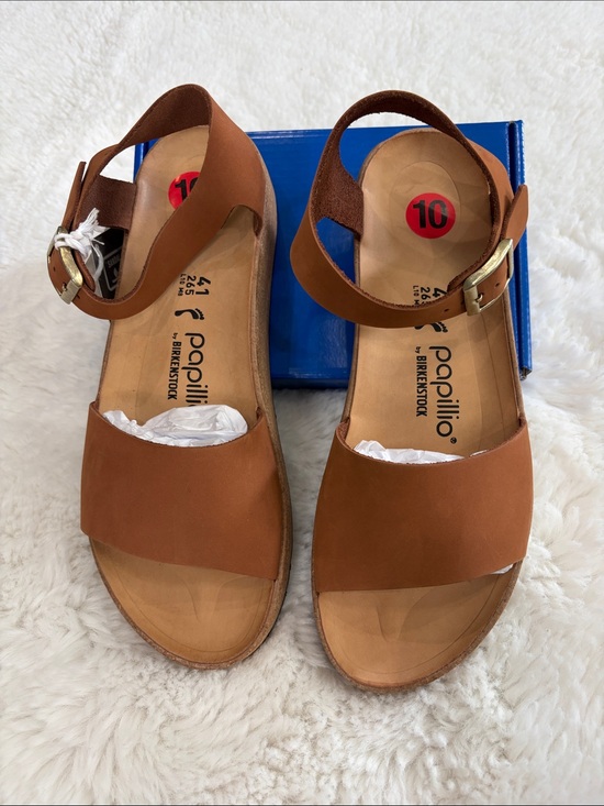 Papillio Shoes - Papillio by Birkenstock,Size 10,Women's Tan Leather Ankle-Strap Sandals